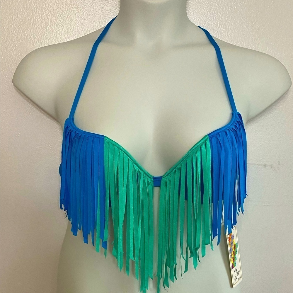 A. Che Fringe Underwire Bikini Top Size 32D NWT